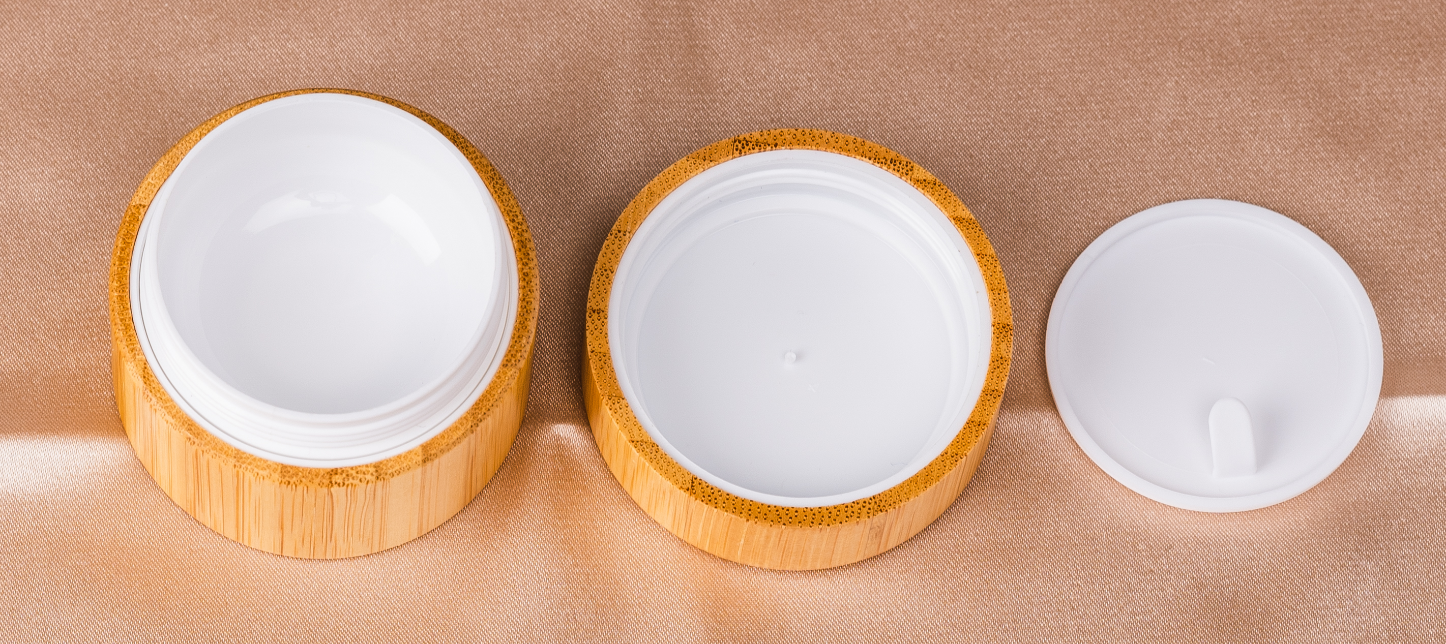 15g Amazon Hot Sell Bamboo Face Cream Case DIY SPA Useful Single Layer White Plastic Inner Empty Luxury Cream Jar