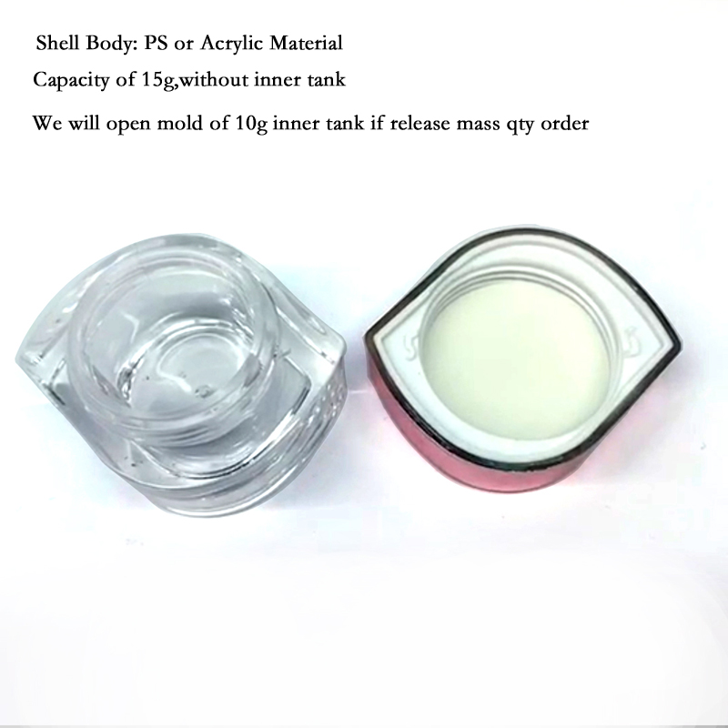 15g Customized Leaf Shape Empty PS Pink Clear Plastic Jars Cosmetic Acrylic Container Cream Jar