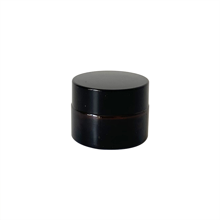 15g Empty Small Cosmetic Amber Glass Skin cream Jar with Black Screw Lid