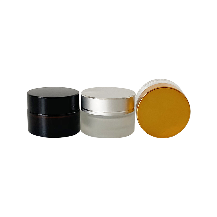 15g Empty Small Cosmetic Amber Glass Skin cream Jar with Black Screw Lid