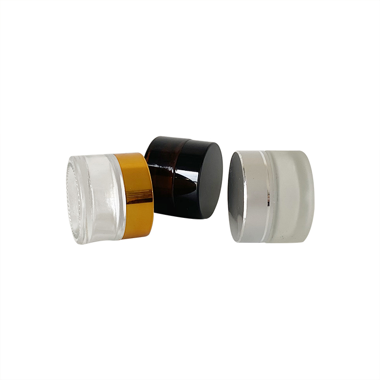 15g Empty Small Cosmetic Amber Glass Skin cream Jar with Black Screw Lid