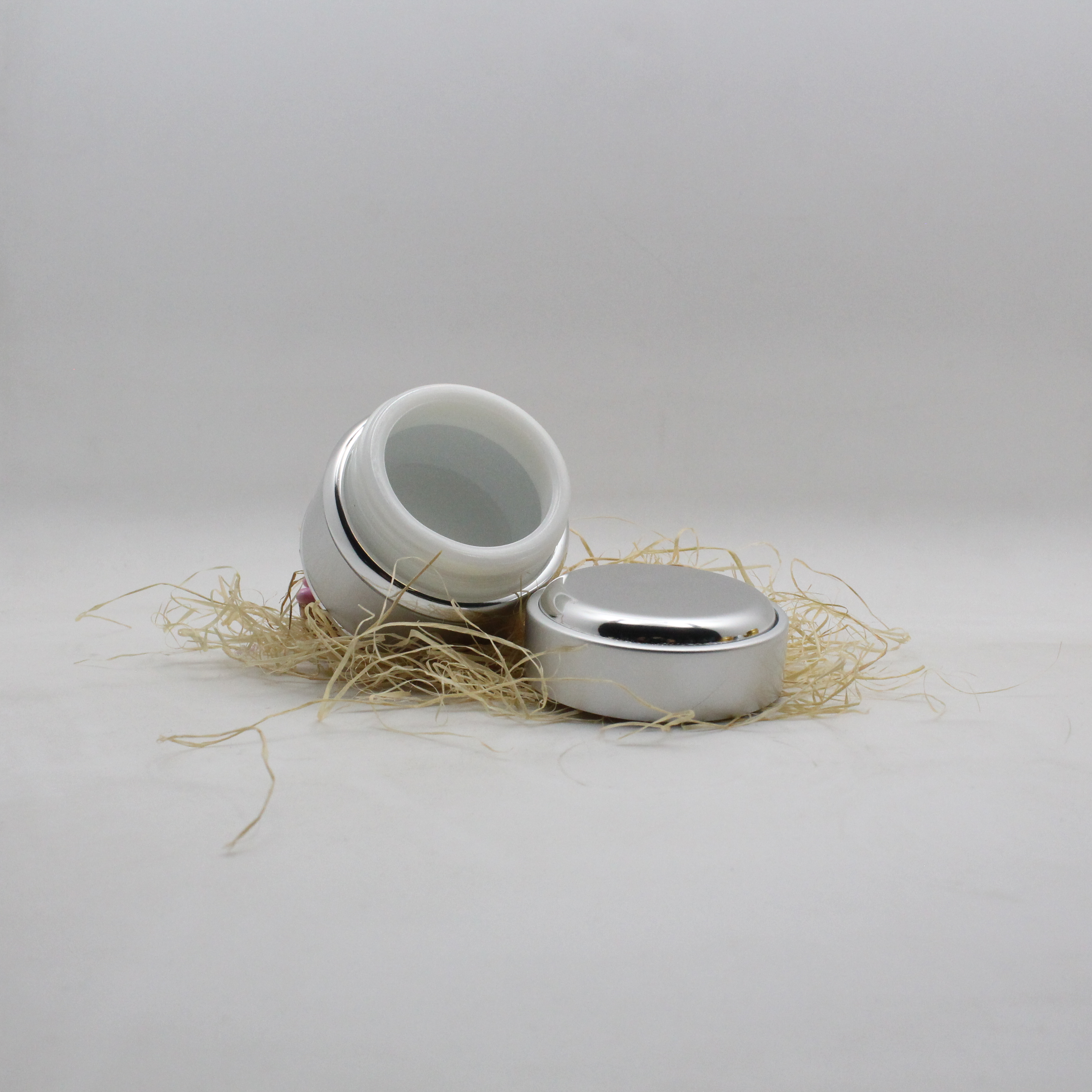 15g Fancy elegant glass inner face lotion cream Small cosmetic aluminum jar eco cosmetic jar