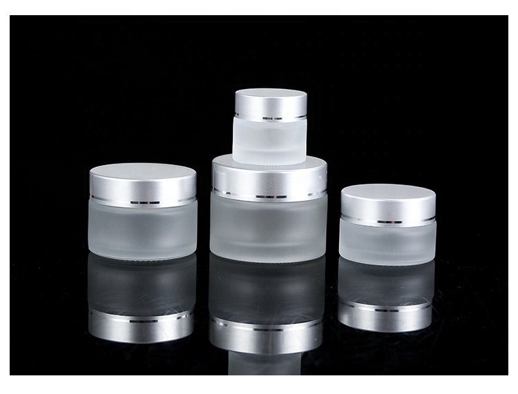 15g Frosted Clear Round Glass Cream Jar With Aluminum ABS Aluminum Cap