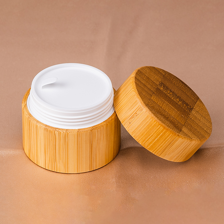 15g  Green bamboo lid frosted glass jar cream bottle contains bamboo cream jar airless bottle