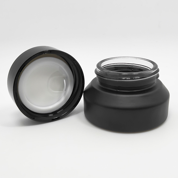 15g Luxury Cosmetic Cream Slanted Oblique Shoulder Packaging Empty Glass Jar With Pp Black Lid