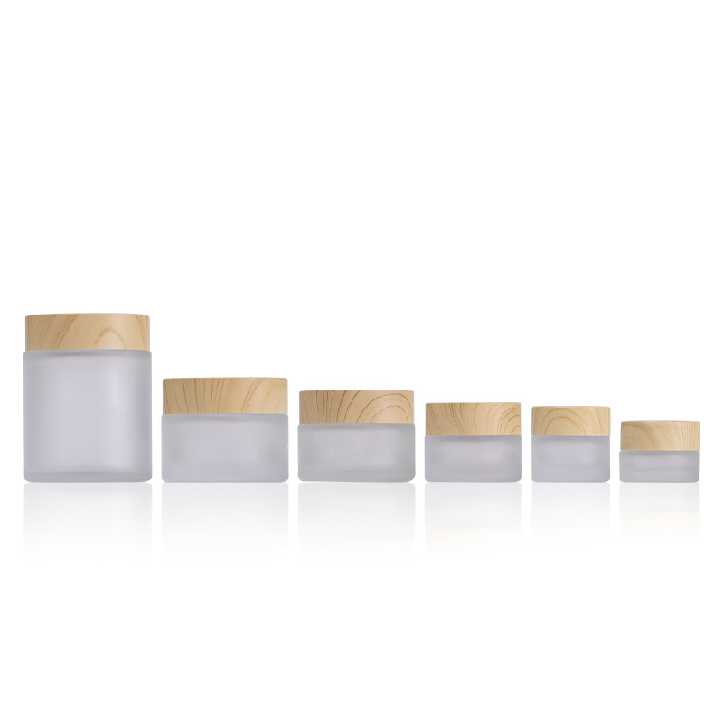 15g Matte Clear Bottle Glass Face Cream White Jars Wood Grain Cover Glasses Box