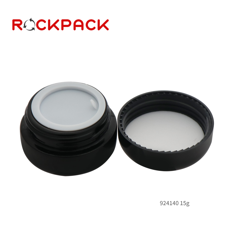 15g Mini black glass cream jar cosmetic packaging