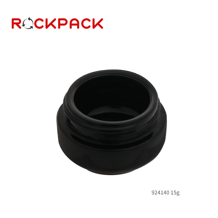 15g Mini black glass cream jar cosmetic packaging