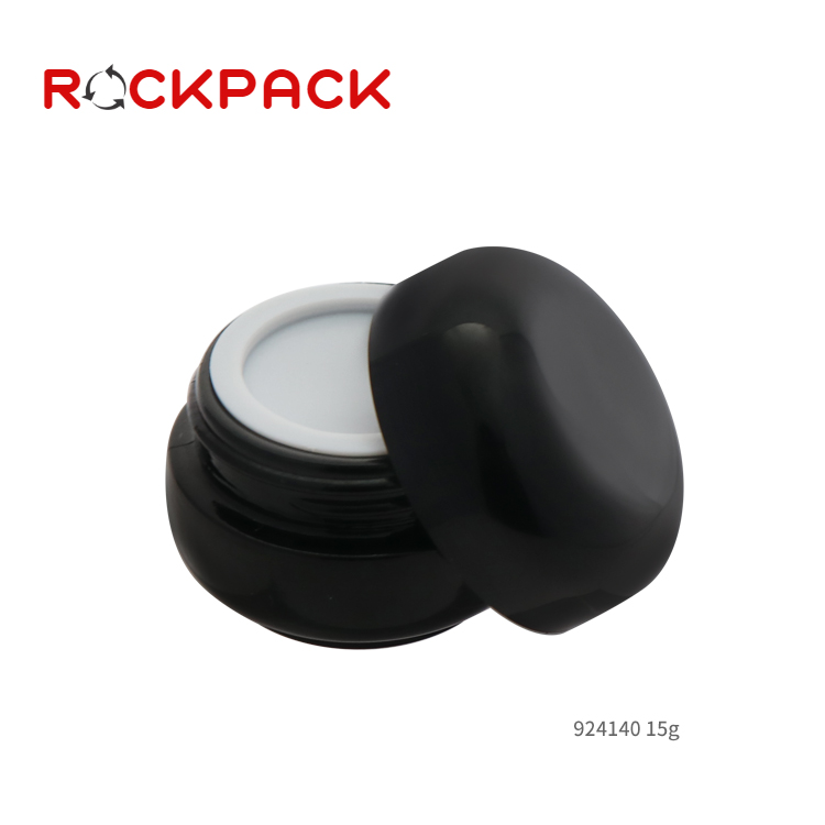 15g Mini black glass cream jar cosmetic packaging
