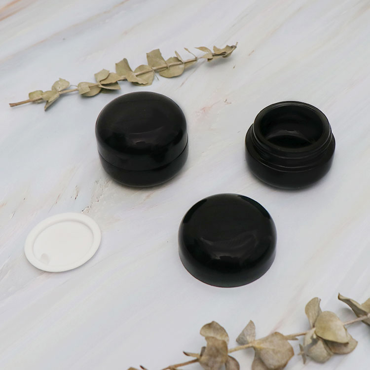 15g Mini black glass cream jar cosmetic packaging