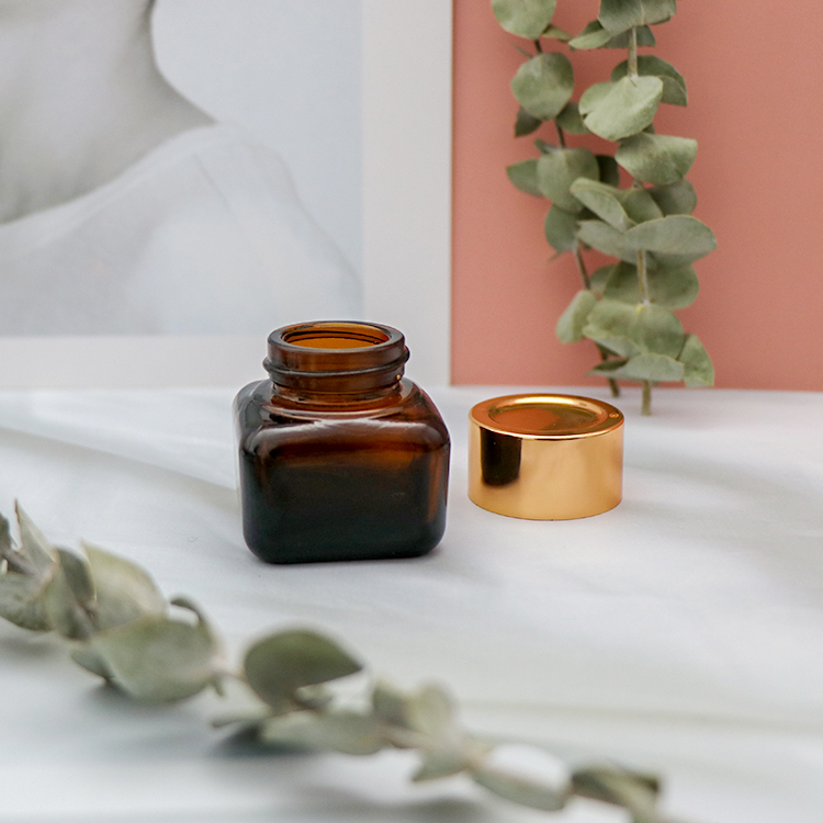 15g Mini square luxury packaging glass face cream jars