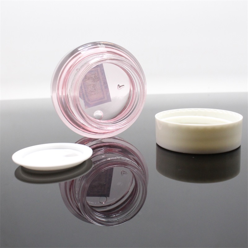 15g Oblique shoulders pink and white cosmetic glass jar with lid with factory price envases de vidrio