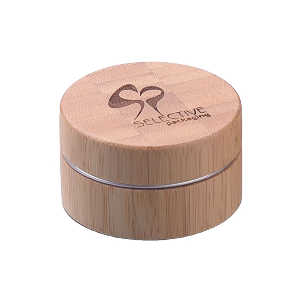 15g aluminum jar with bamboo lid cover eco-friendly cosmetic cream jar no plastic container