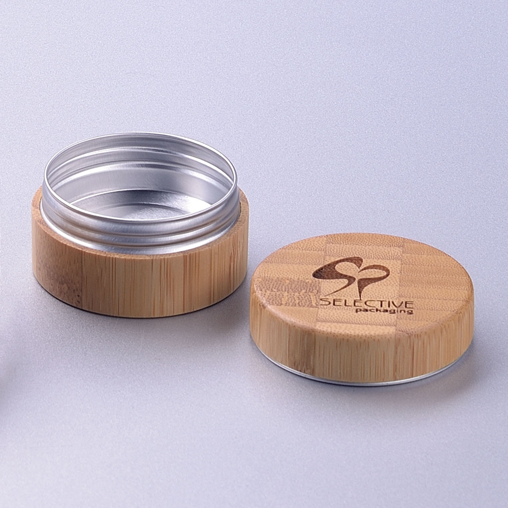 15g aluminum jar with bamboo lid cover eco-friendly cosmetic cream jar no plastic container