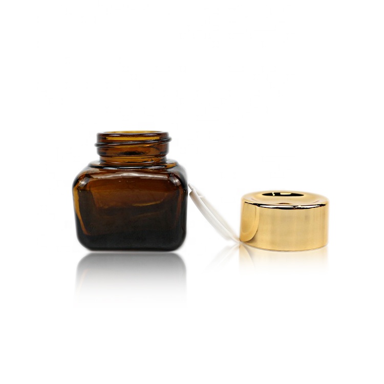 15g amber glass cream jar with gold cap