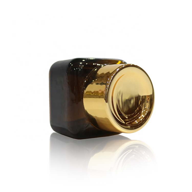 15g amber glass cream jar with gold cap