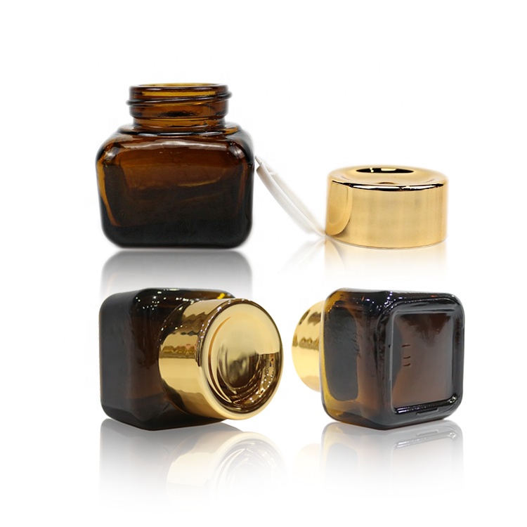15g amber glass cream jar with gold cap