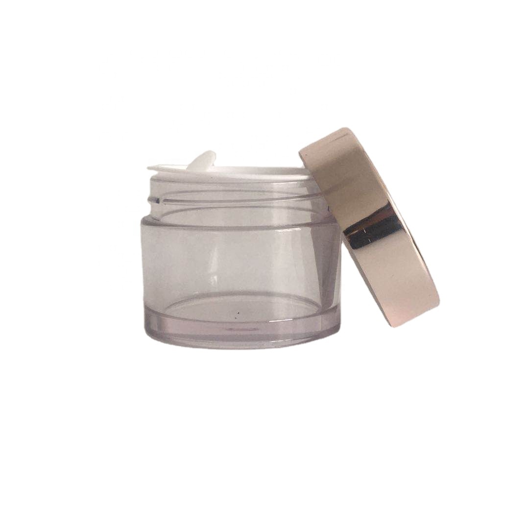 15g clear plastic round cosmetic skin care petg jar rose gold lid