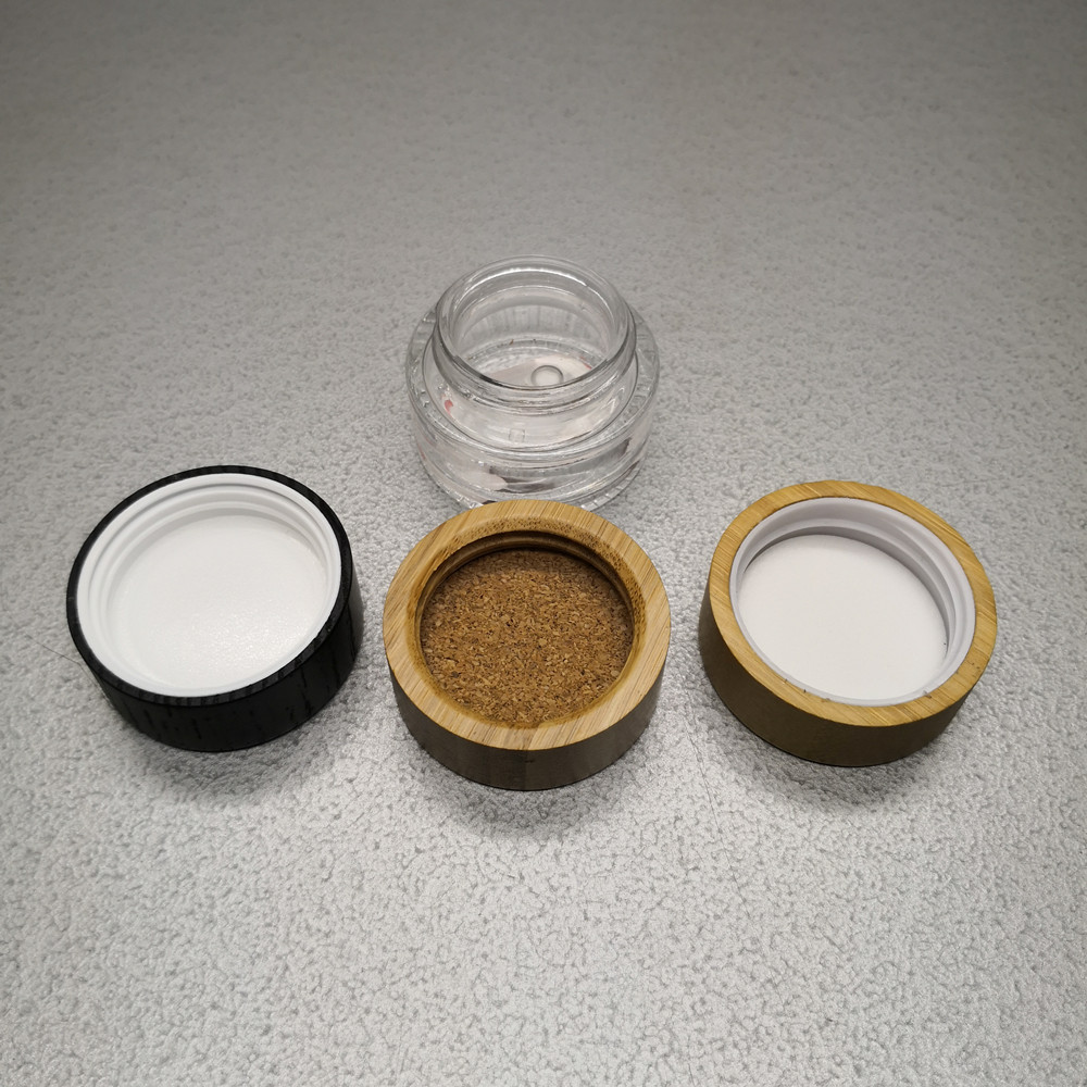 15g clear transparent glass jar with cork seal bamboo lid no plastic