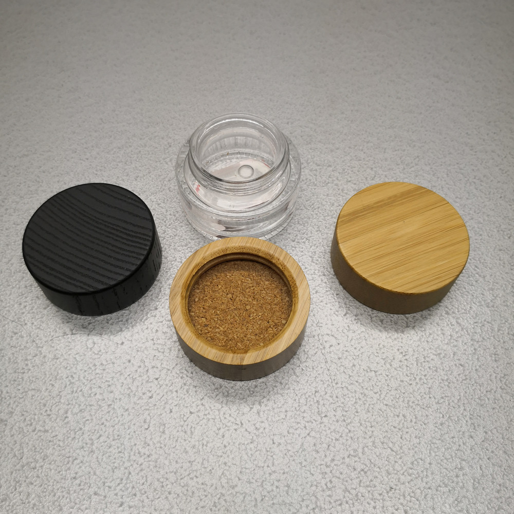 15g clear transparent glass jar with cork seal bamboo lid no plastic