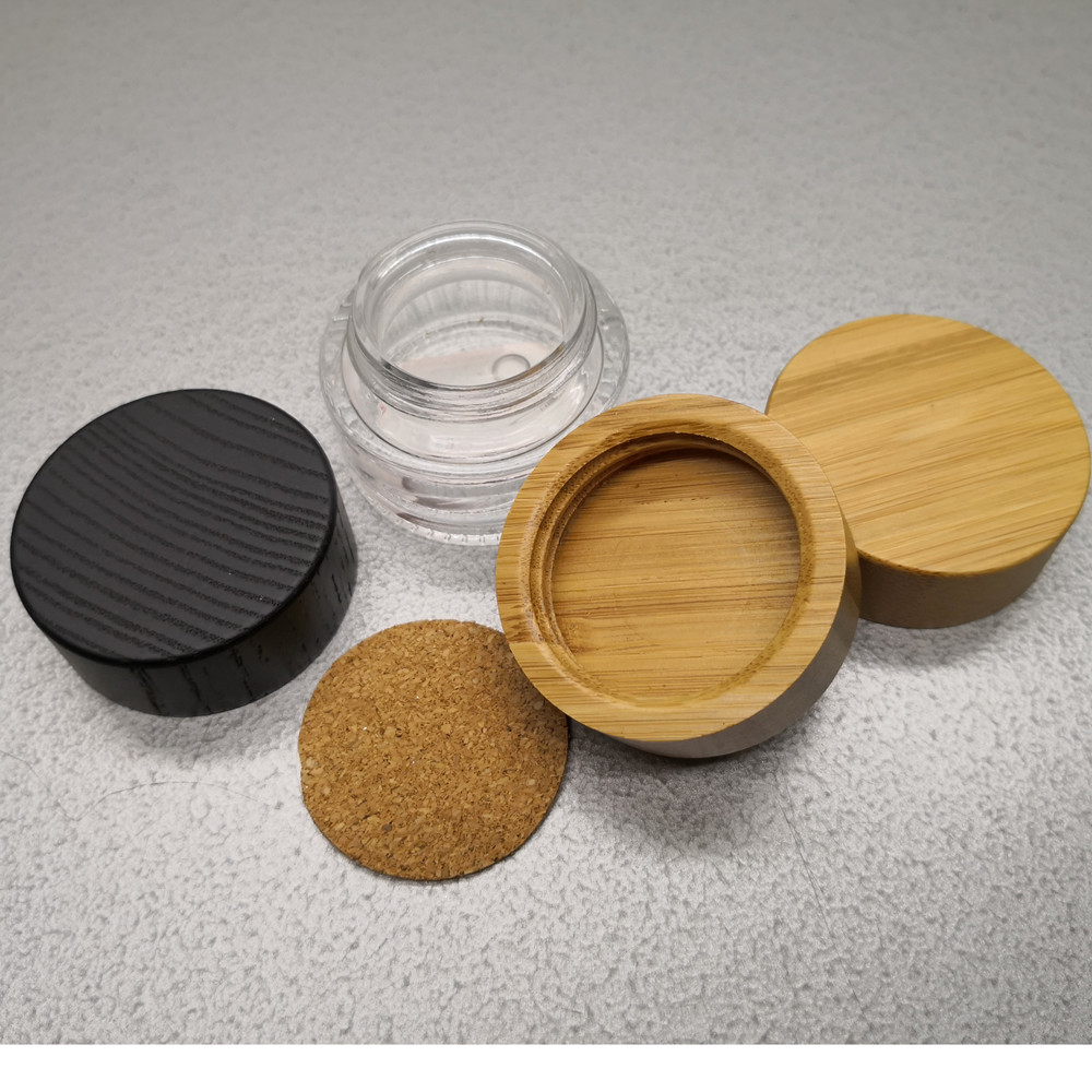 15g clear transparent glass jar with cork seal bamboo lid no plastic