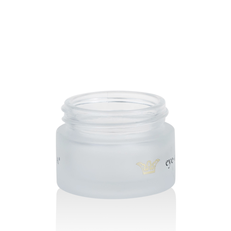 15g frosted glass cream jar supplier with gold lid