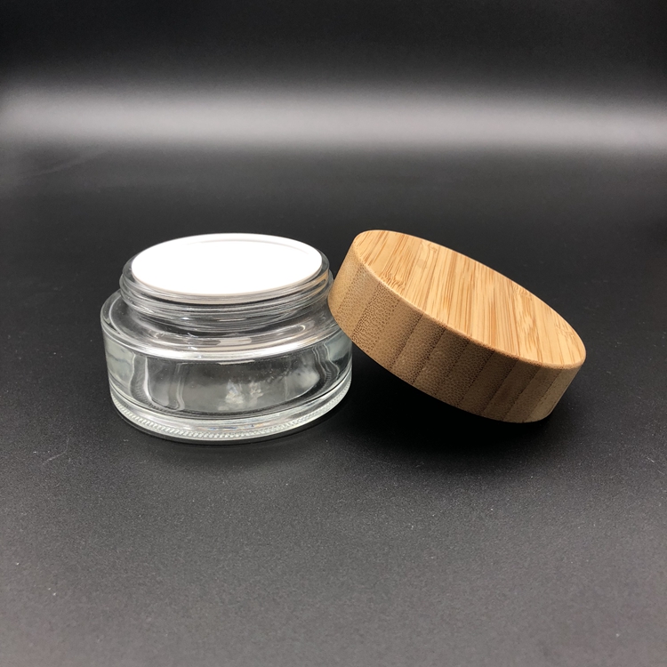 15g frosted glass jar with bamboo lid