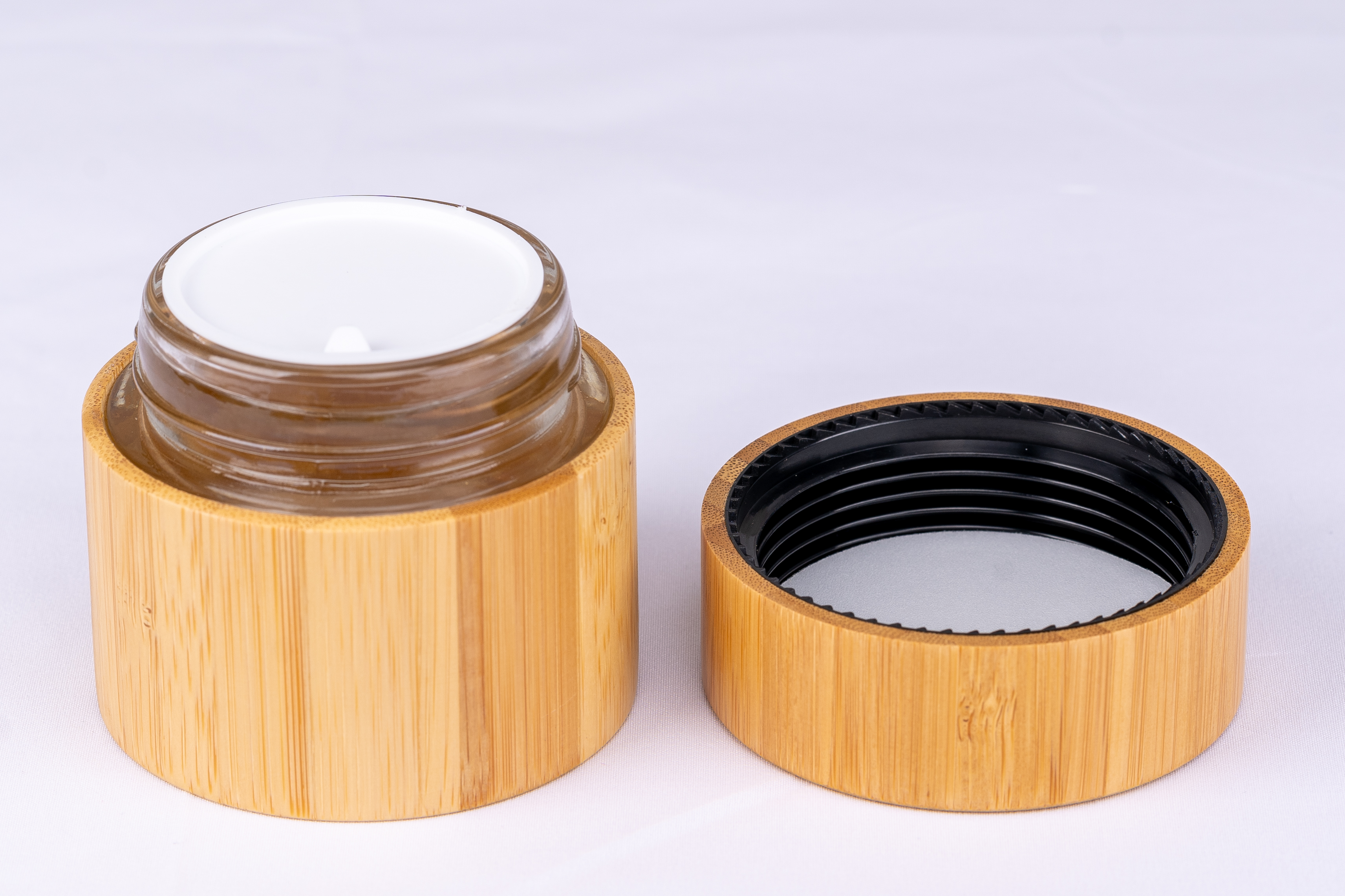 15g glass jar cosmetics packaging bamboo lid face cream container glass cream jar with bamboo cap