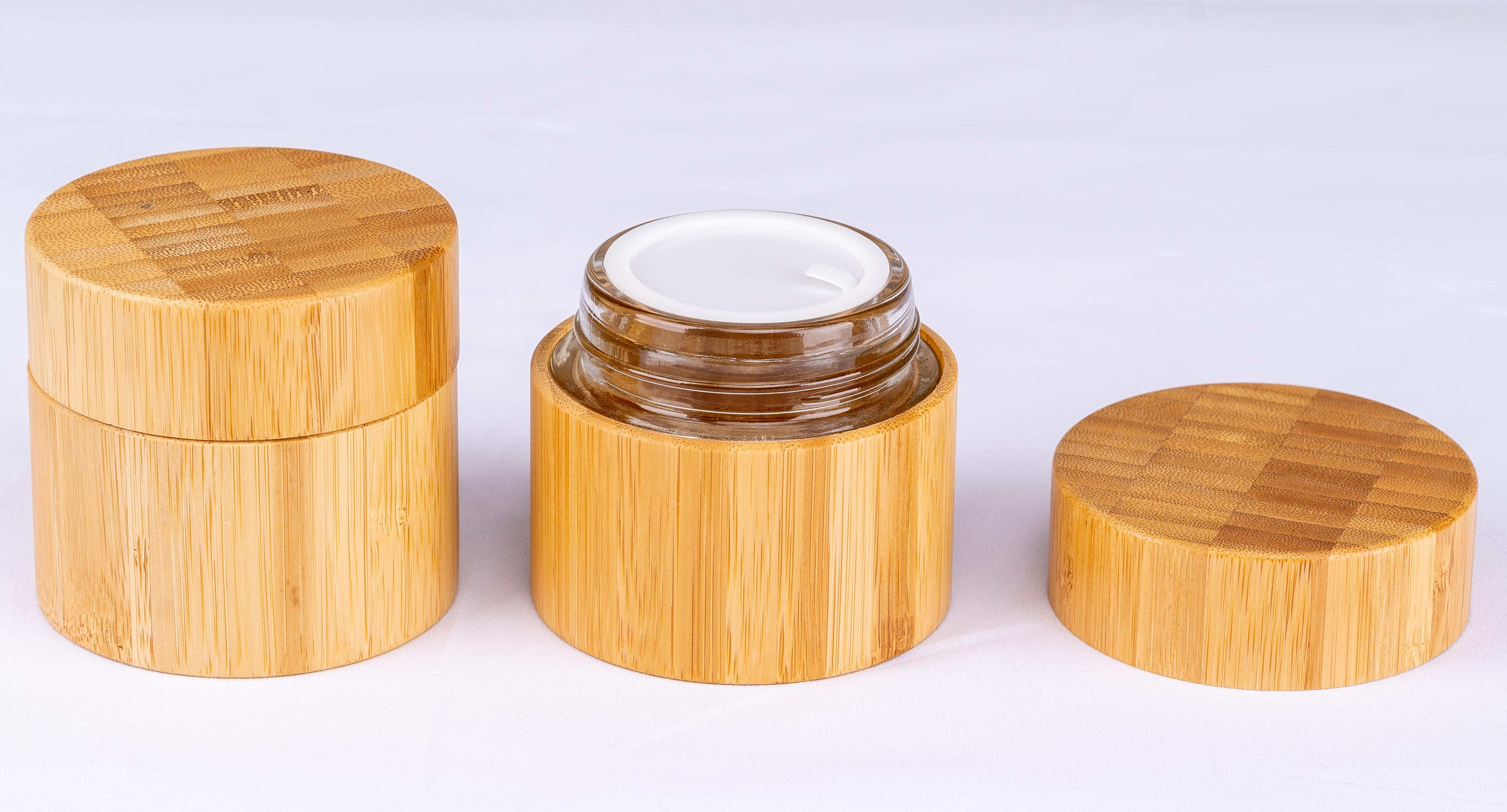 15g glass jar cosmetics packaging bamboo lid face cream container glass cream jar with bamboo cap