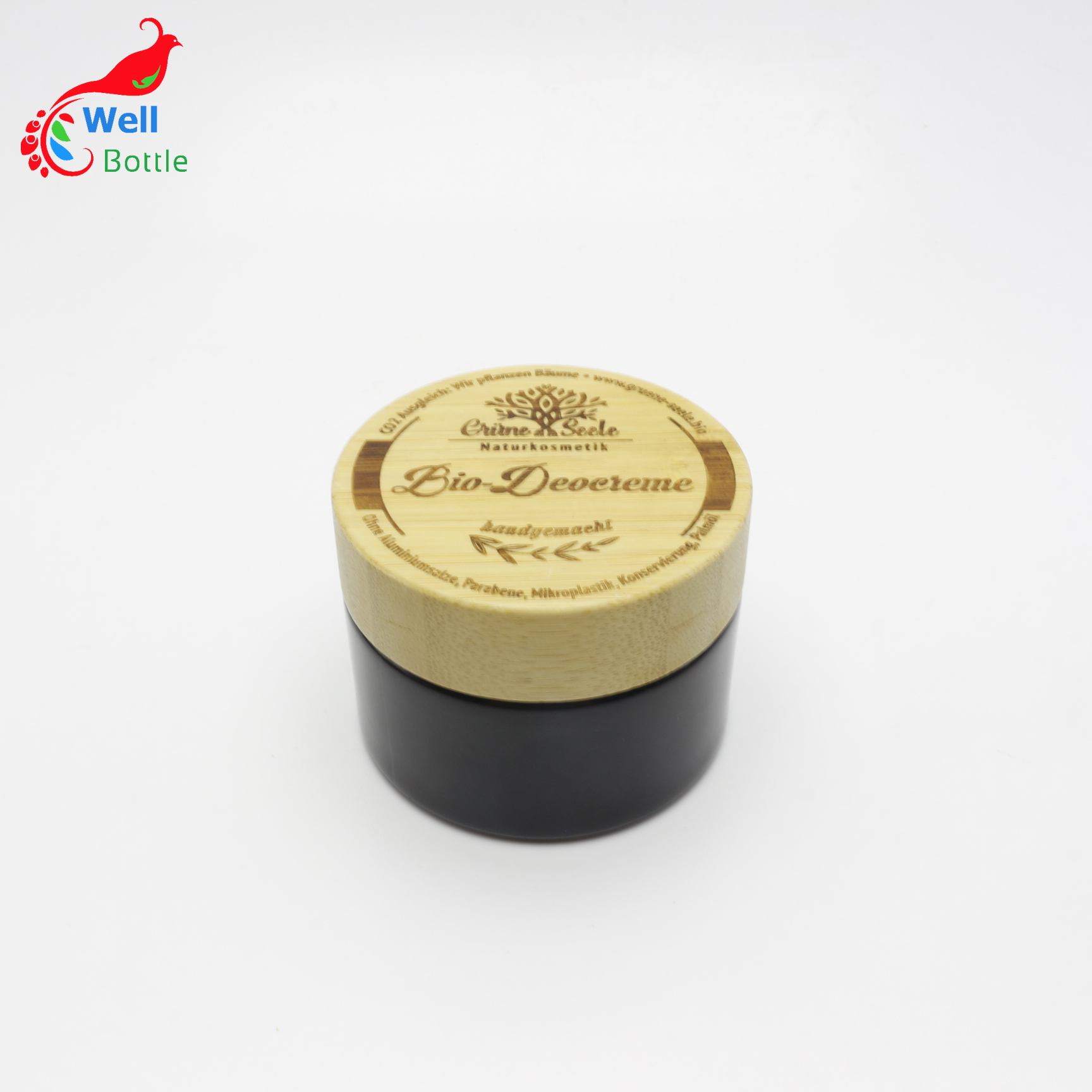 15g glass jars container lightproof Face Cream Glass Jar with bamboo lid J089E