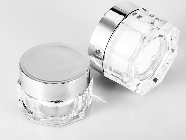 15g luxury in stock ready to ship plastic container with silver lid acrylic cream jar for skin care packaging