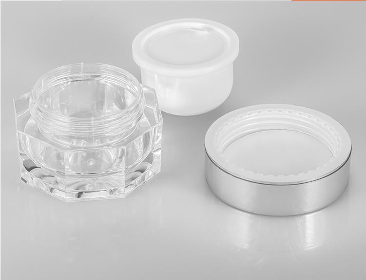 15g luxury in stock ready to ship plastic container with silver lid acrylic cream jar for skin care packaging