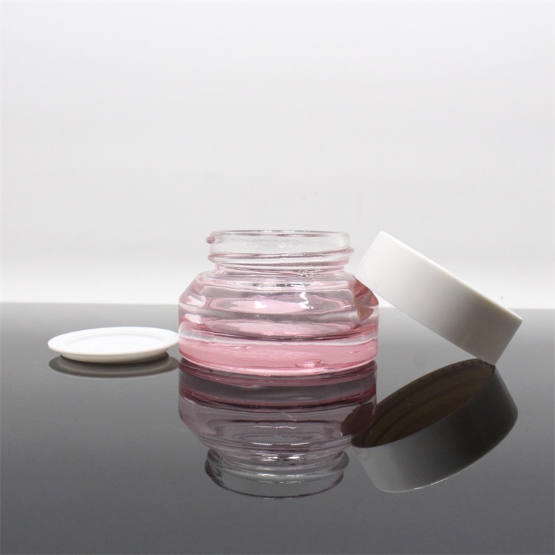 15g oblique shoulder glass Jar empty body cream cosmetic Jar with plastic cover plus inner cover envases de vidrio