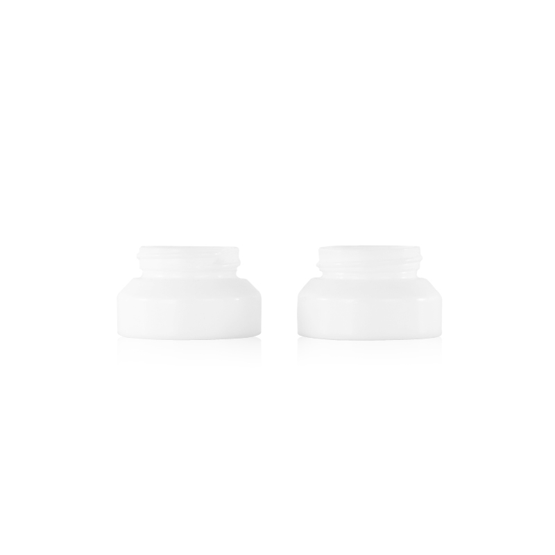 15g opal white cosmetic packaging glass skincare cream jar with wood lid