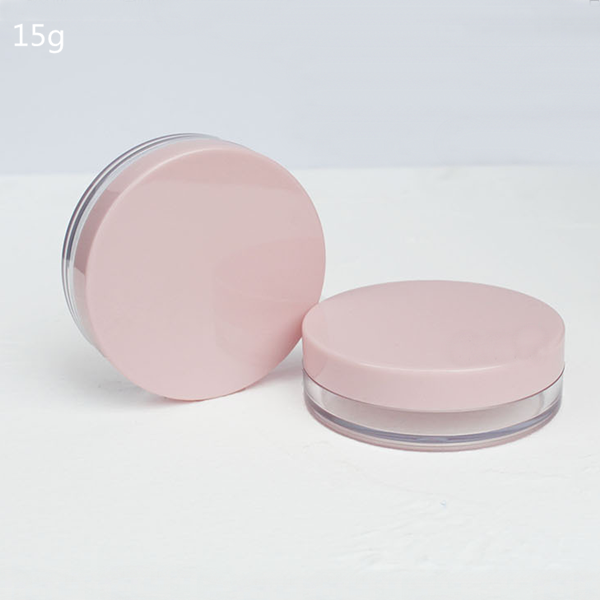 15g plastic flat Loose Powder Jar, round cream jar, 15g wide mouth pink facial cream jar