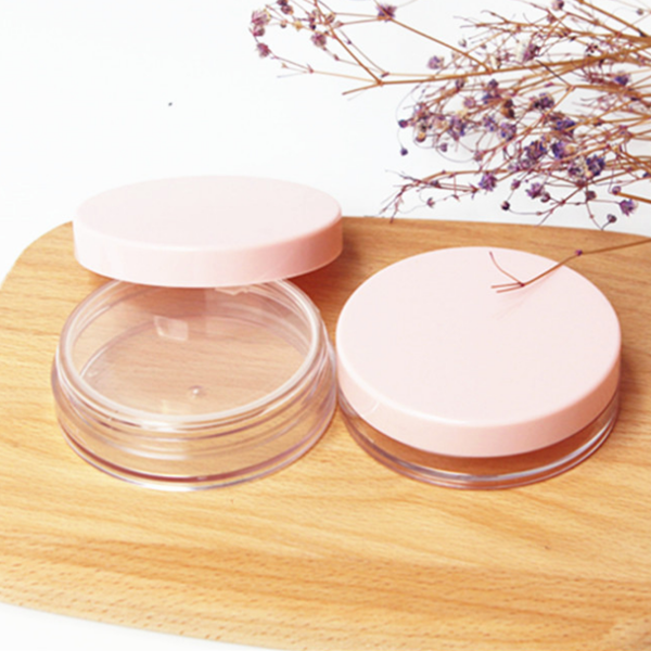 15g plastic flat Loose Powder Jar, round cream jar, 15g wide mouth pink facial cream jar