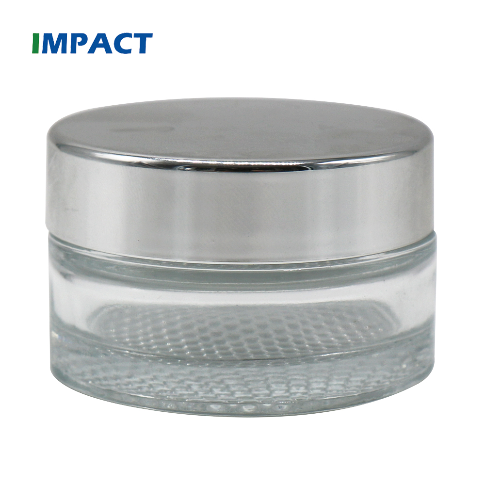 15g round thick bottom transparent glass jar with silver screw lid for cosmetic
