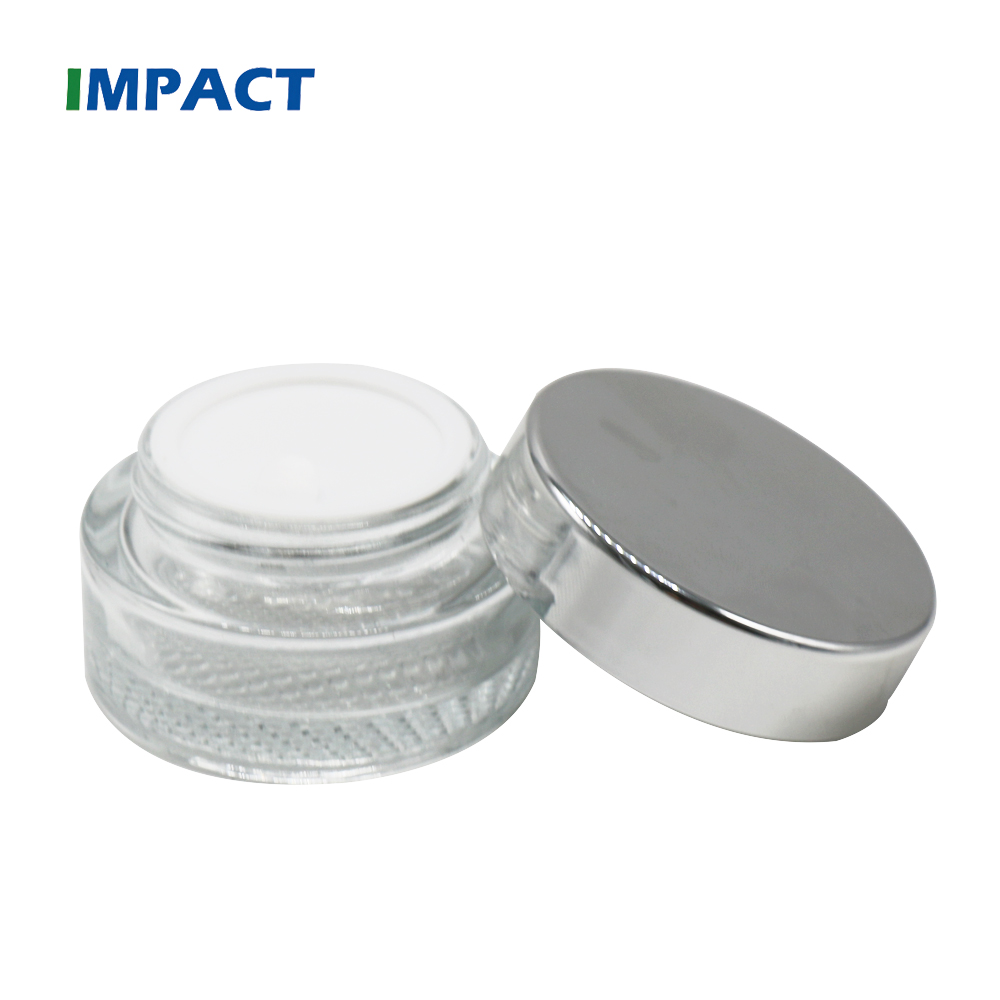 15g round thick bottom transparent glass jar with silver screw lid for cosmetic