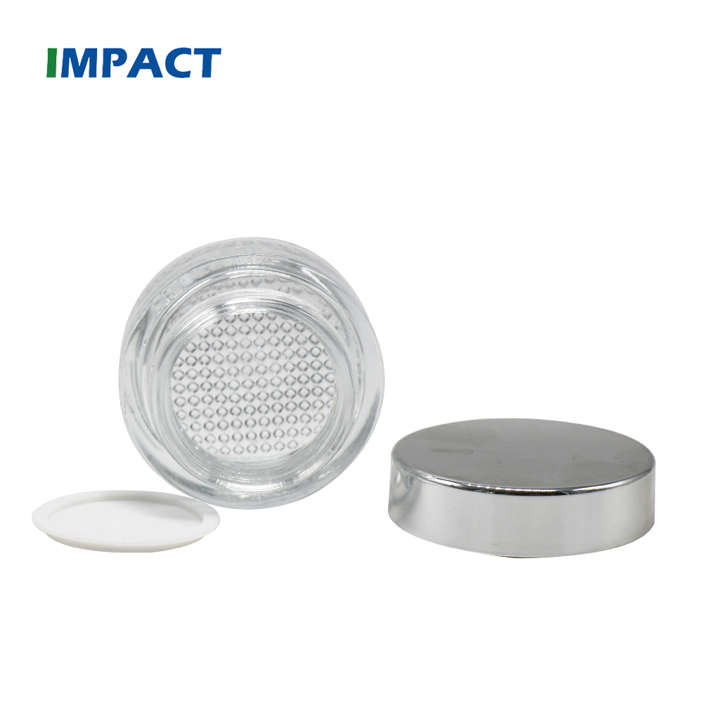 15g round thick bottom transparent glass jar with silver screw lid for cosmetic