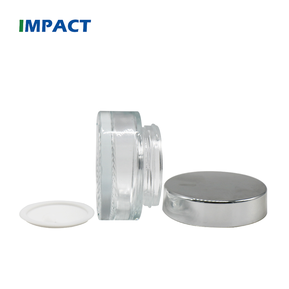 15g round thick bottom transparent glass jar with silver screw lid for cosmetic