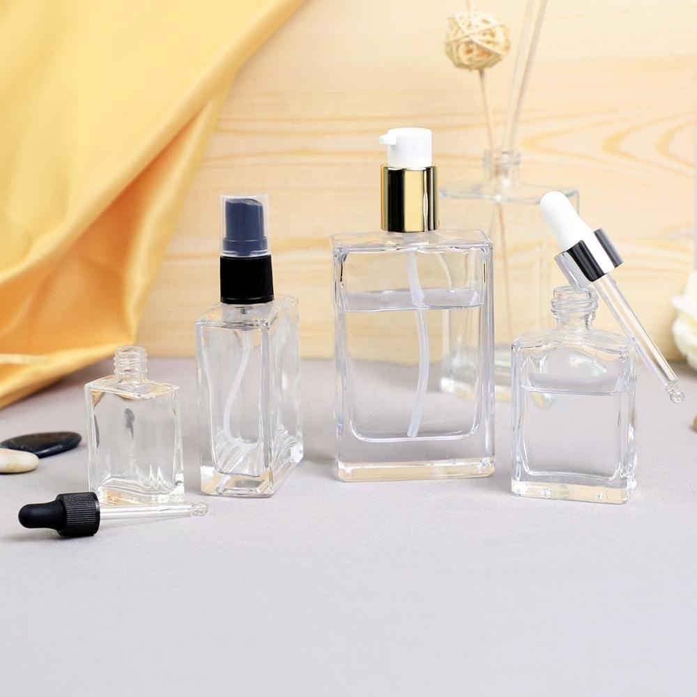 15g to 100g Rectangular Dropper Bottles Perfume Glass Spray Bottles