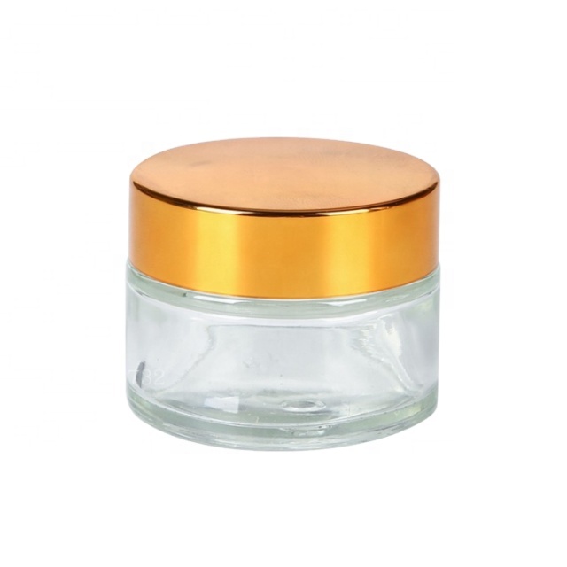 15g transparent and amber glass cream jar with black lid 0.5oz glass container with aluminum cap