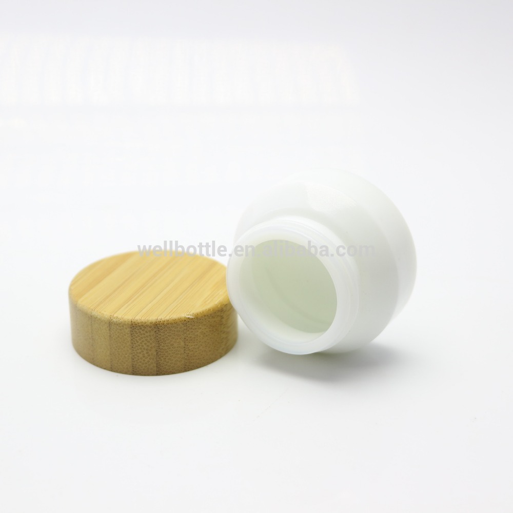 15g white porcelain glass jar with the bamboo cap for eye cream BJ-036Z