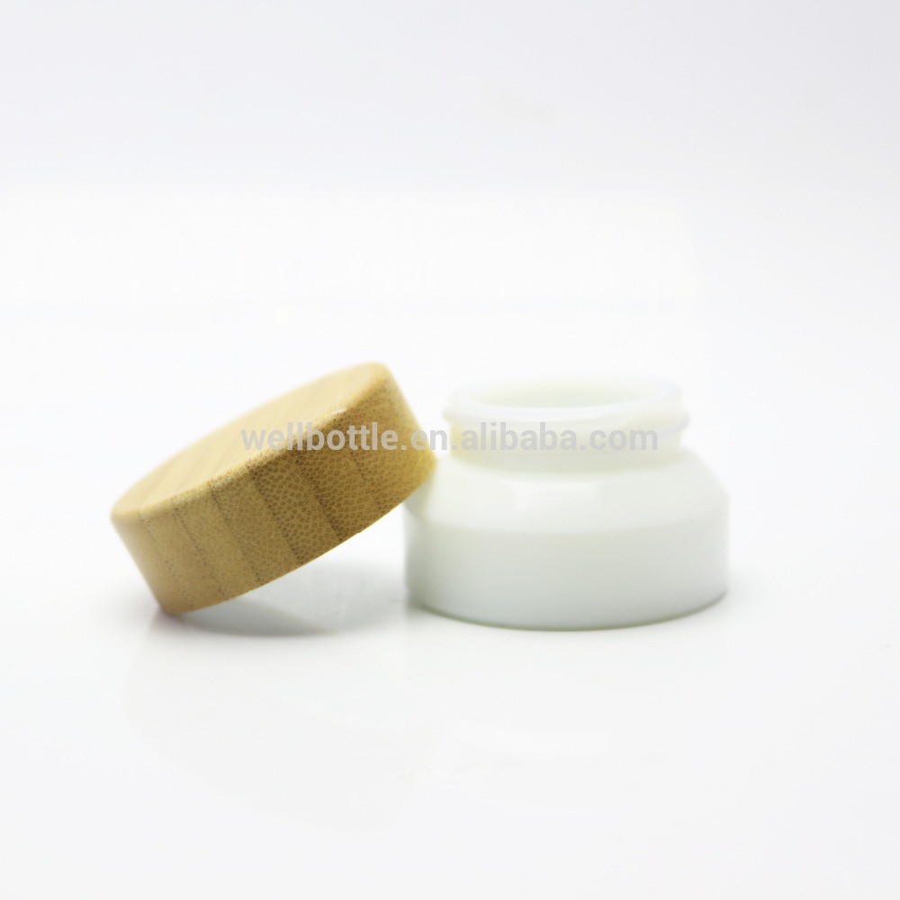 15g white porcelain glass jar with the bamboo cap for eye cream BJ-036Z