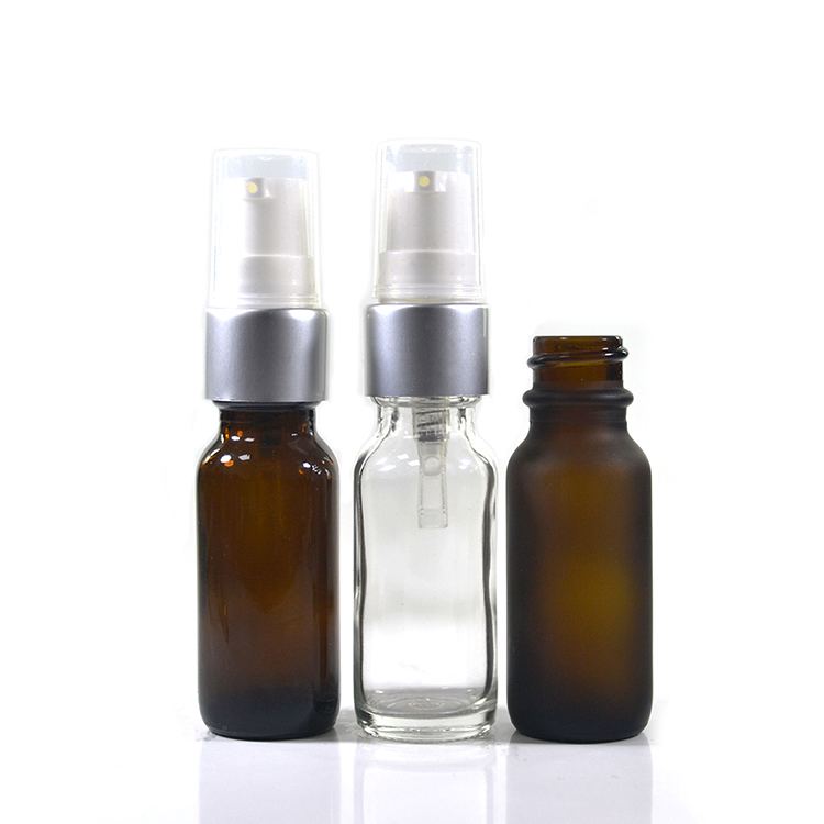 15ml 0.5oz Essential oil serum cosmetic Empty Boston shape clear amber blue green glass dropper bottles with lids