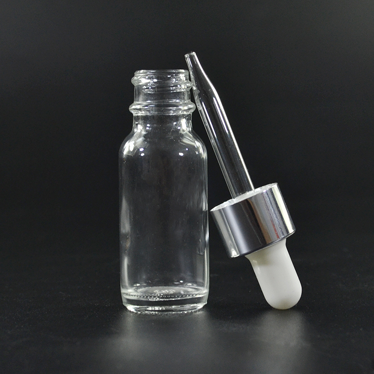 15ml 0.5oz Essential oil serum cosmetic Empty Boston shape clear amber blue green glass dropper bottles with lids