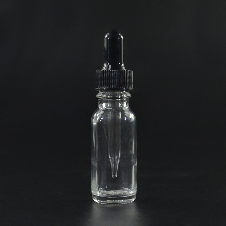 15ml 0.5oz Essential oil serum cosmetic Empty Boston shape clear amber blue green glass dropper bottles with lids