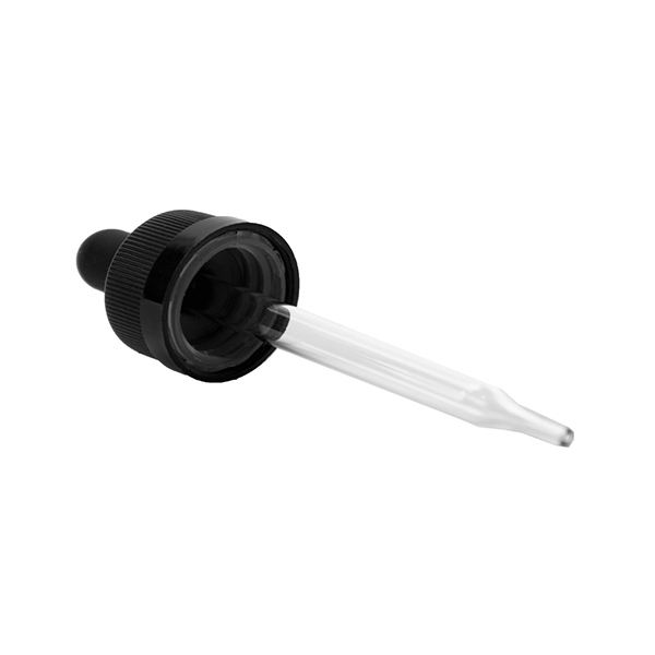 15ml 1/2 oz Blue Glass Dropper Bottle & 18mm Tamper Evident Black Pipette Cap