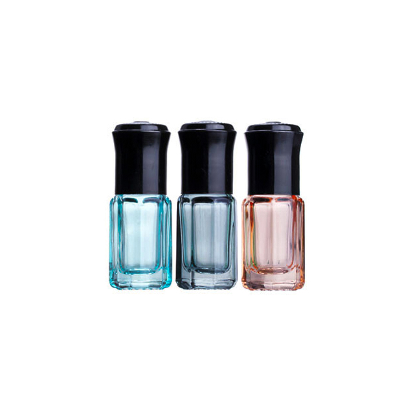15ml 10ml GlassEssential oil perfume roller bottle octagonal clear Orange black green 3ml 5ml 10ml metal ball on bottle with cap