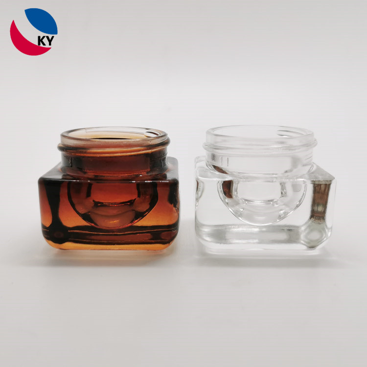 15ml 15g 0.5oz square shape amber clear eye cream glass jar with aluminum cap